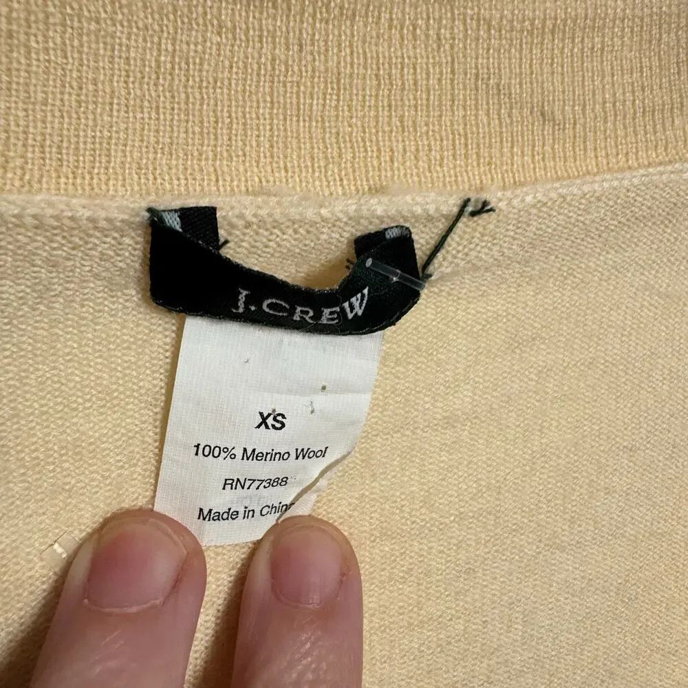 J. Crew Merino Wool Long Cardigan Sweater Women XS TanBeige Button Front Grandpa